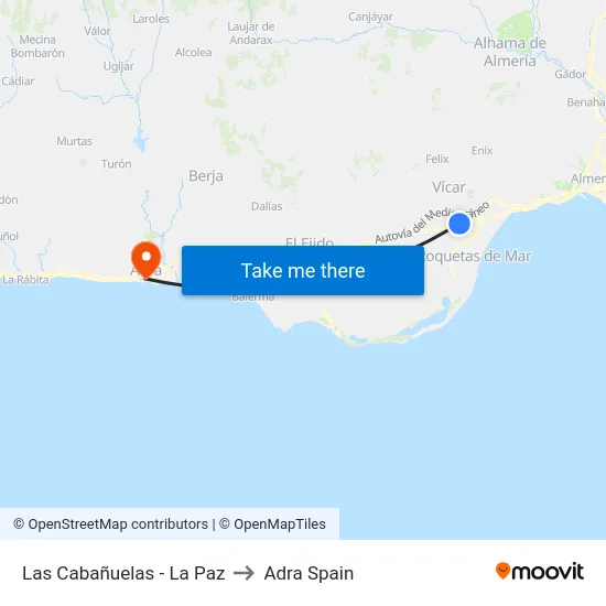Las Cabañuelas - La Paz to Adra Spain map