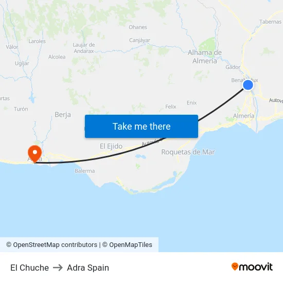 El Chuche to Adra Spain map