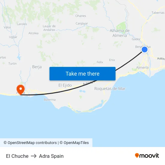 El Chuche to Adra Spain map