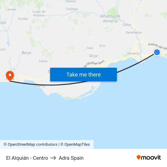 El Alquián - Centro to Adra Spain map