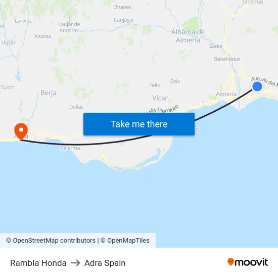 Rambla Honda to Adra Spain map