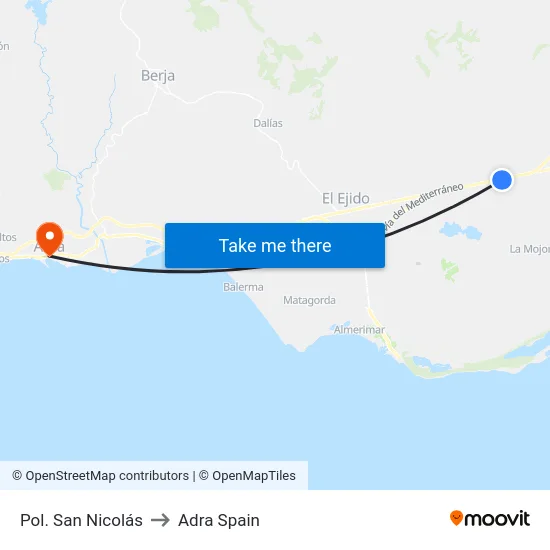 Pol. San Nicolás to Adra Spain map