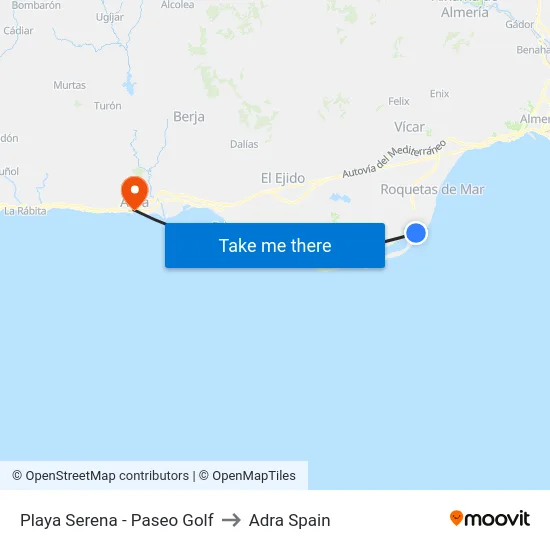 Playa Serena - Paseo Golf to Adra Spain map