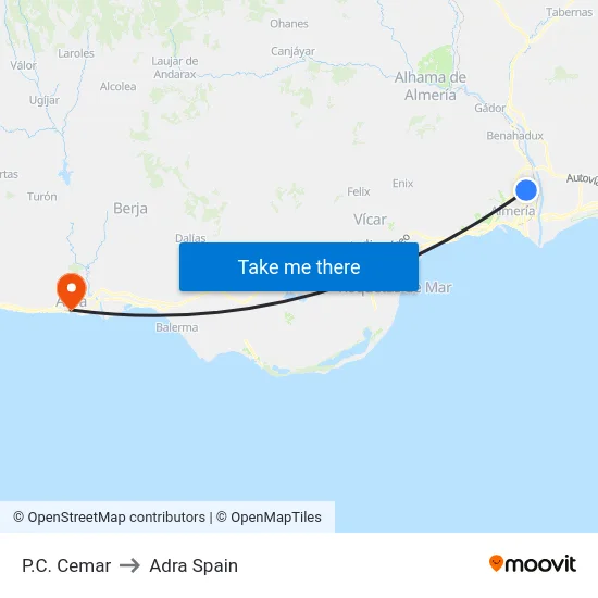 P.C. Cemar to Adra Spain map
