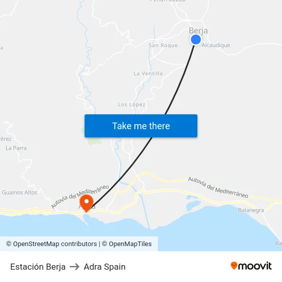 Estación Berja to Adra Spain map