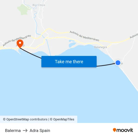 Balerma to Adra Spain map