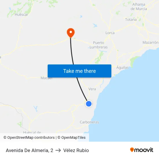 Avenida De Almeria, 2 to Vélez Rubio map