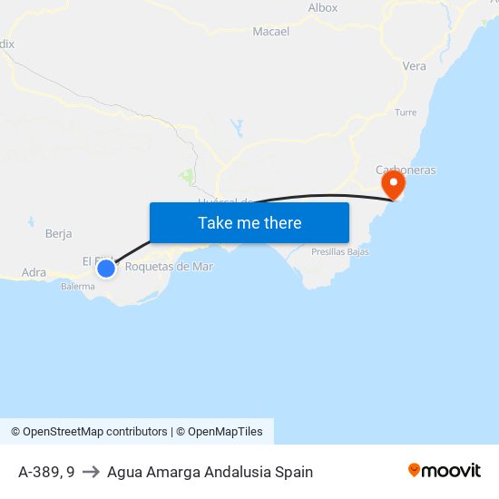 A-389, 9 to Agua Amarga Andalusia Spain map