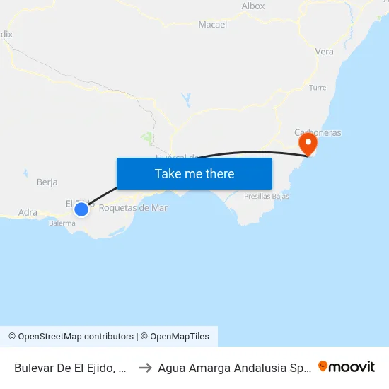 Bulevar De El Ejido, 320 to Agua Amarga Andalusia Spain map