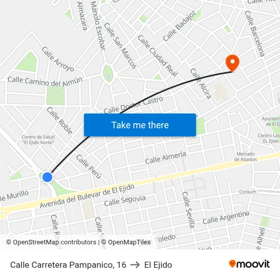 Calle Carretera Pampanico, 16 to El Ejido map