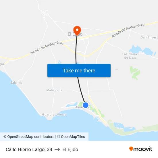 Calle Hierro Largo, 34 to El Ejido map