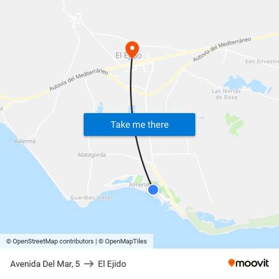 Avenida Del Mar, 5 to El Ejido map