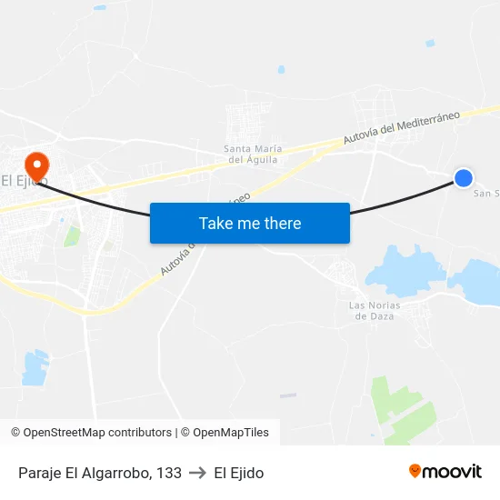 Paraje El Algarrobo, 133 to El Ejido map