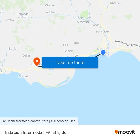 Estación Intermodal to El Ejido map