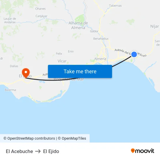 El Acebuche to El Ejido map