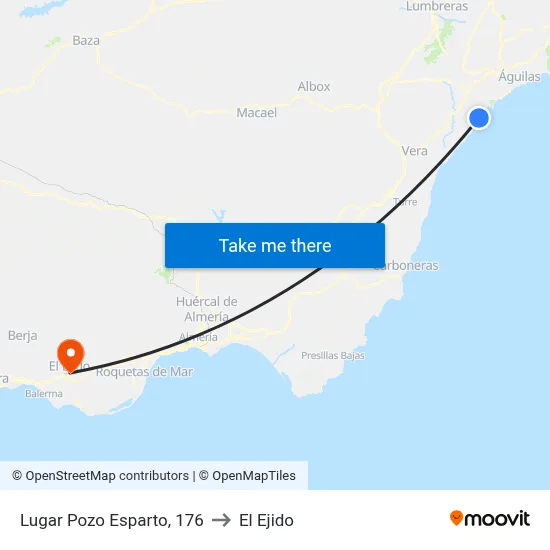 Lugar Pozo Esparto, 176 to El Ejido map