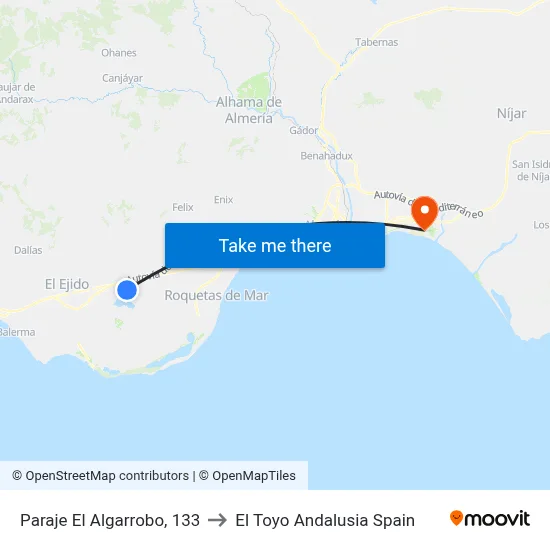 Paraje El Algarrobo, 133 to El Toyo Andalusia Spain map