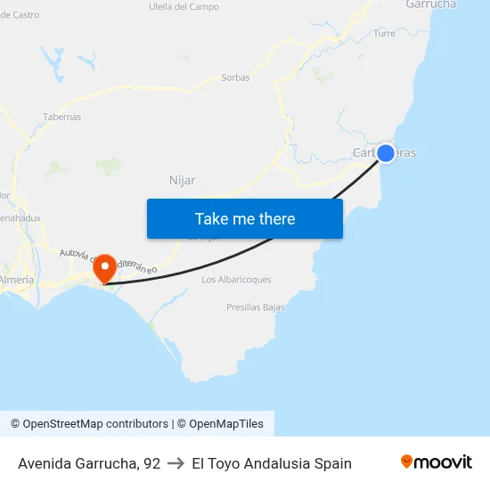 Avenida Garrucha, 92 to El Toyo Andalusia Spain map