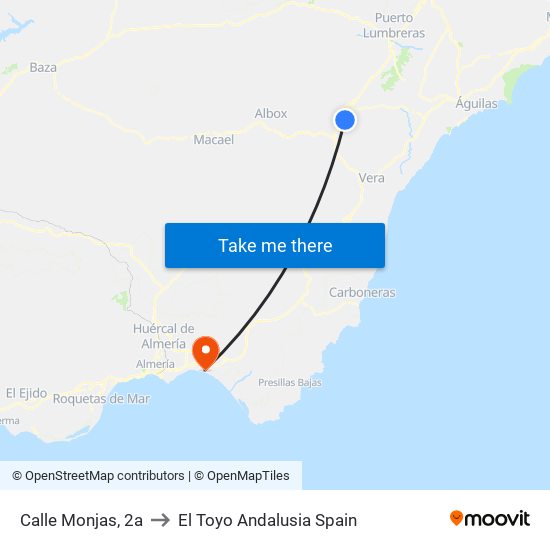 Calle Monjas, 2a to El Toyo Andalusia Spain map