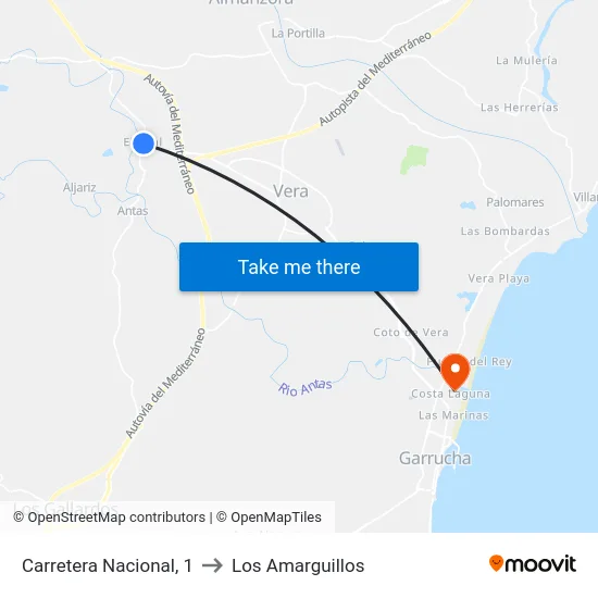 Carretera Nacional, 1 to Los Amarguillos map