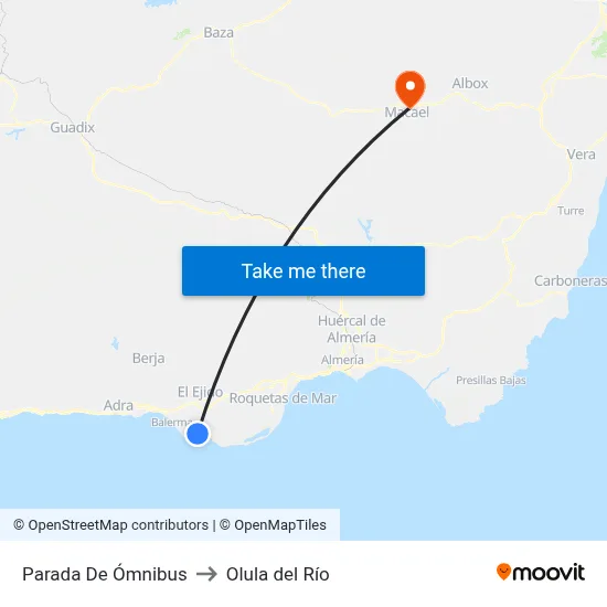 Parada De Ómnibus to Olula del Río map