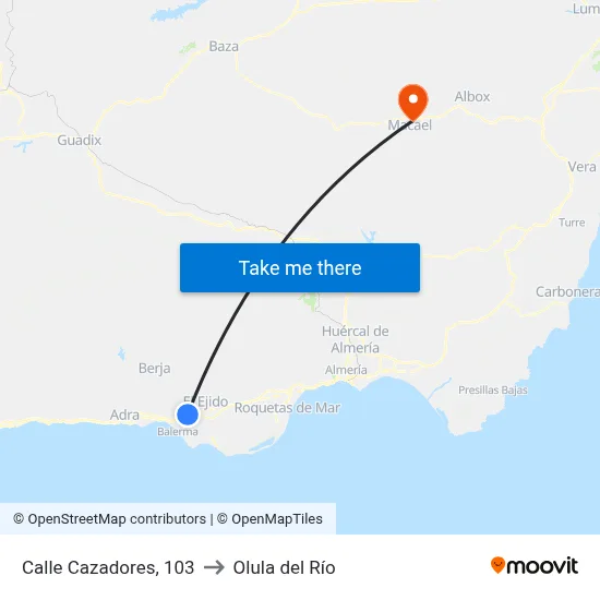 Calle Cazadores, 103 to Olula del Río map