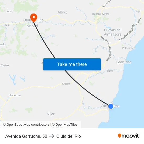 Avenida Garrucha, 50 to Olula del Río map