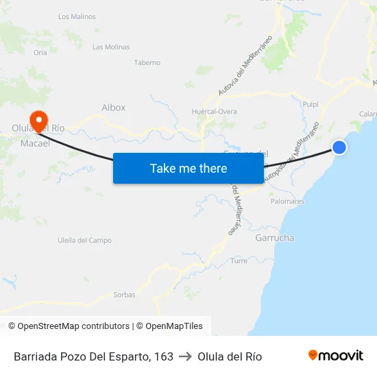 Barriada Pozo Del Esparto, 163 to Olula del Río map