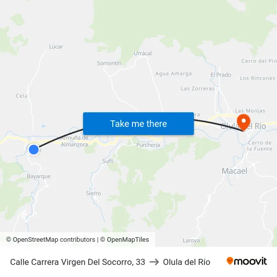 Calle Carrera Virgen Del Socorro, 33 to Olula del Río map