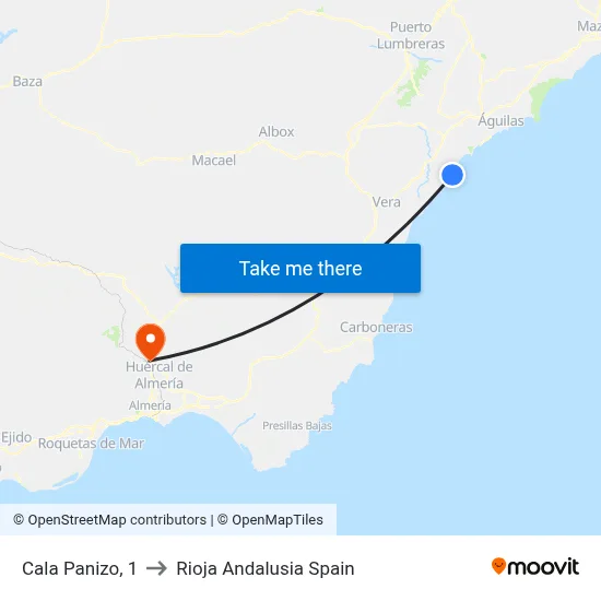 Cala Panizo, 1 to Rioja Andalusia Spain map