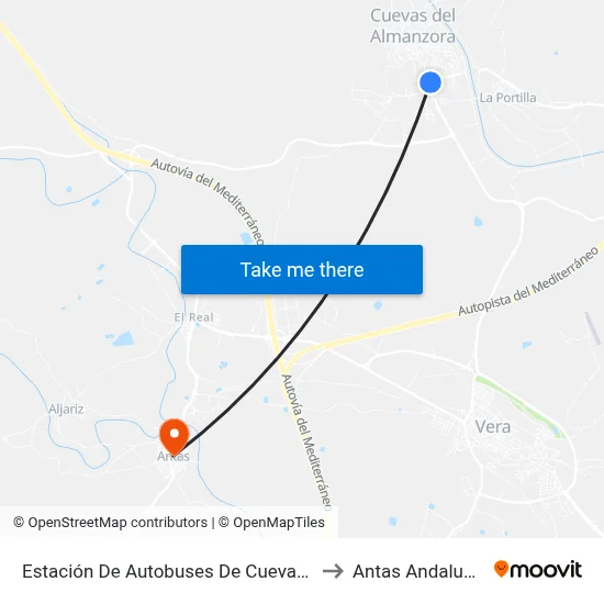 Estación De Autobuses De Cuevas Del Almanzora to Antas Andalusia Spain map