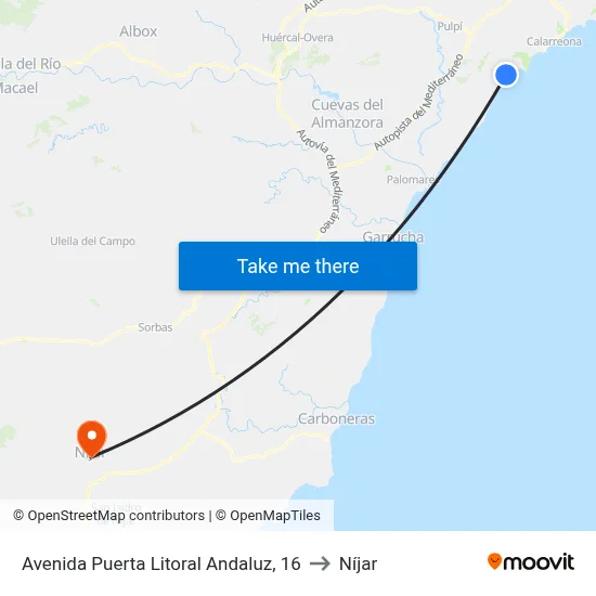 Avenida Puerta Litoral Andaluz, 16 to Níjar map