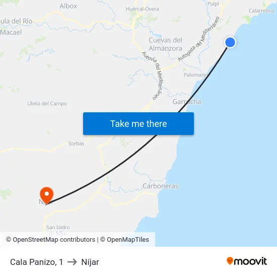 Cala Panizo, 1 to Níjar map