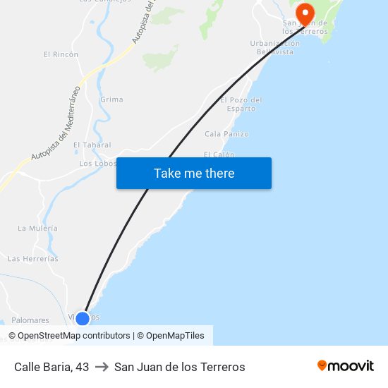 Calle Baria, 43 to San Juan de los Terreros map