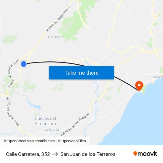 Calle Carretera, 352 to San Juan de los Terreros map