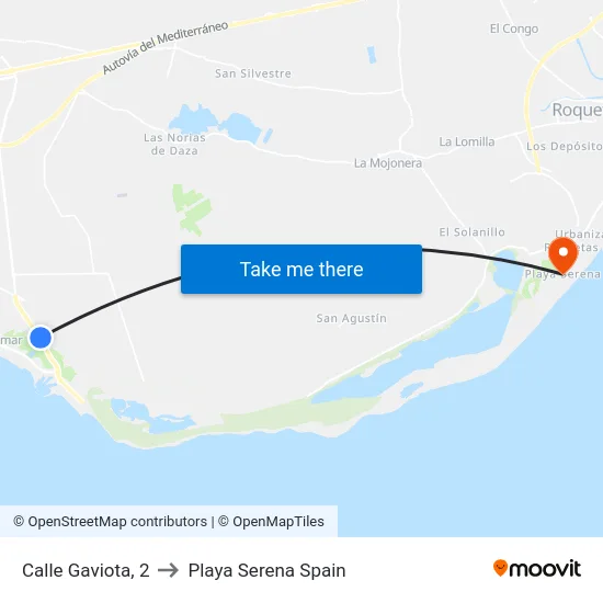Calle Gaviota, 2 to Playa Serena Spain map