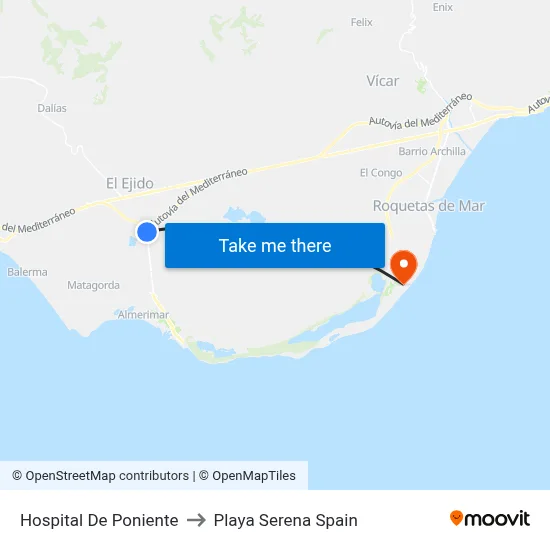 Hospital De Poniente to Playa Serena Spain map