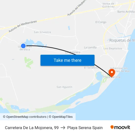 Carretera De La Mojonera, 99 to Playa Serena Spain map