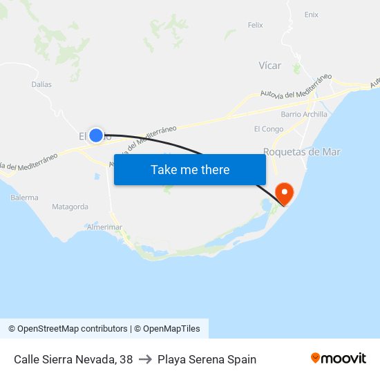 Calle Sierra Nevada, 38 to Playa Serena Spain map