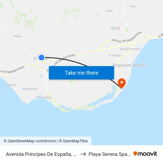 Avenida Príncipes De España, 74 to Playa Serena Spain map