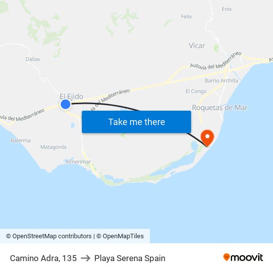 Camino Adra, 135 to Playa Serena Spain map