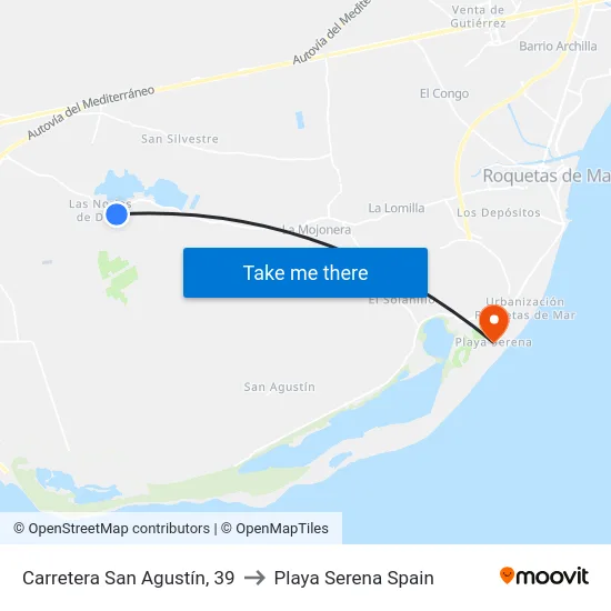 Carretera San Agustín, 39 to Playa Serena Spain map