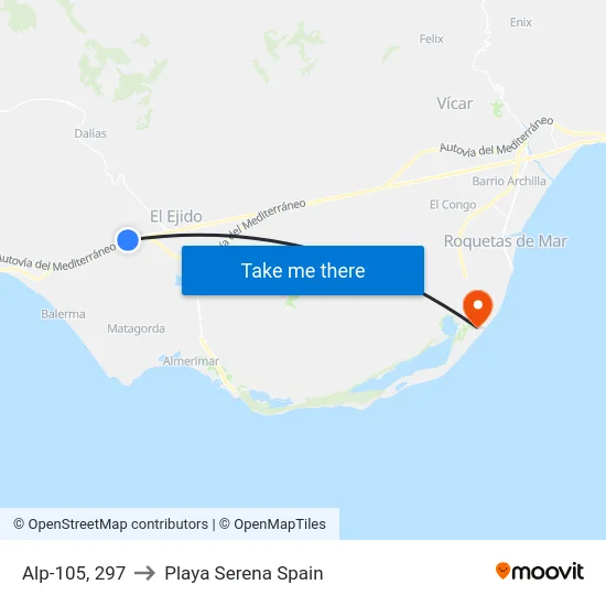 Alp-105, 297 to Playa Serena Spain map