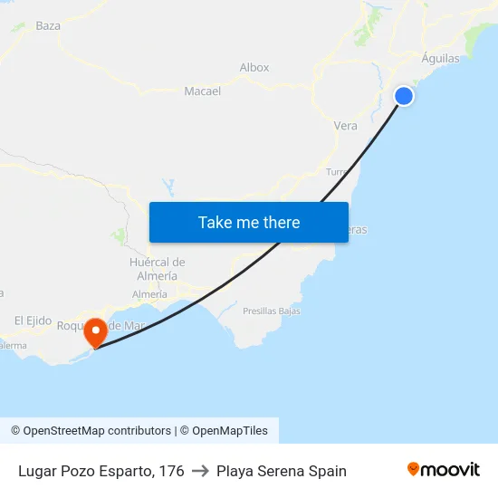 Lugar Pozo Esparto, 176 to Playa Serena Spain map
