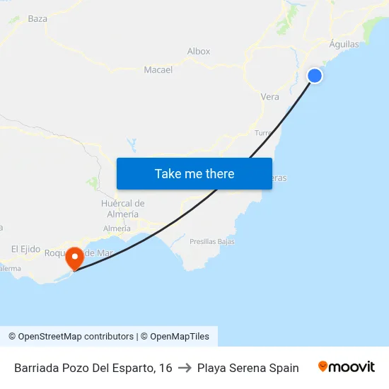 Barriada Pozo Del Esparto, 16 to Playa Serena Spain map