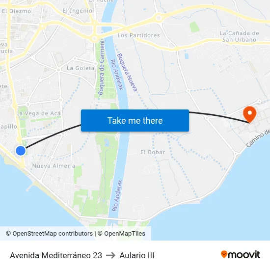 Avenida Mediterráneo 23 to Aulario III map