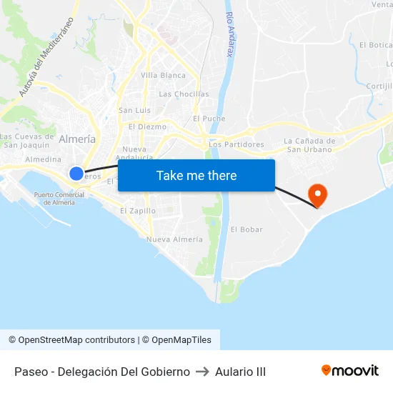 Paseo - Delegación Del Gobierno to Aulario III map