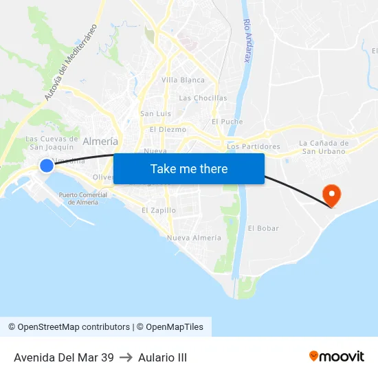 Avenida Del Mar 39 to Aulario III map