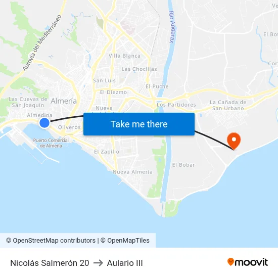 Nicolás Salmerón 20 to Aulario III map