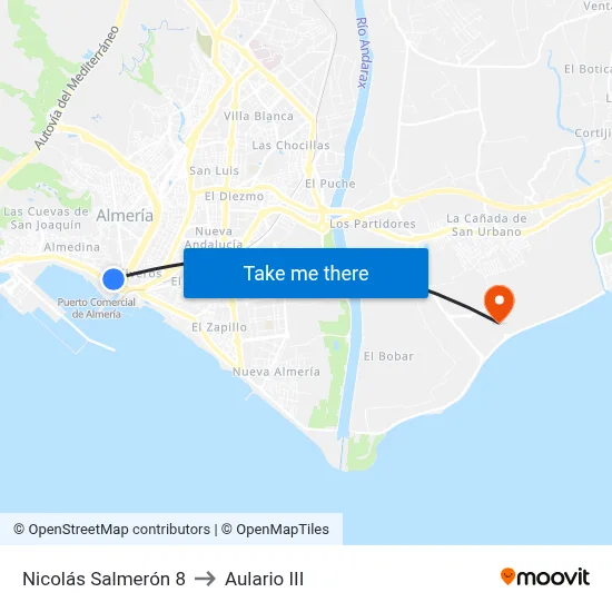 Nicolás Salmerón 8 to Aulario III map